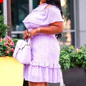 Lane Bryant ruffled peekaboo shoulder frock style dress